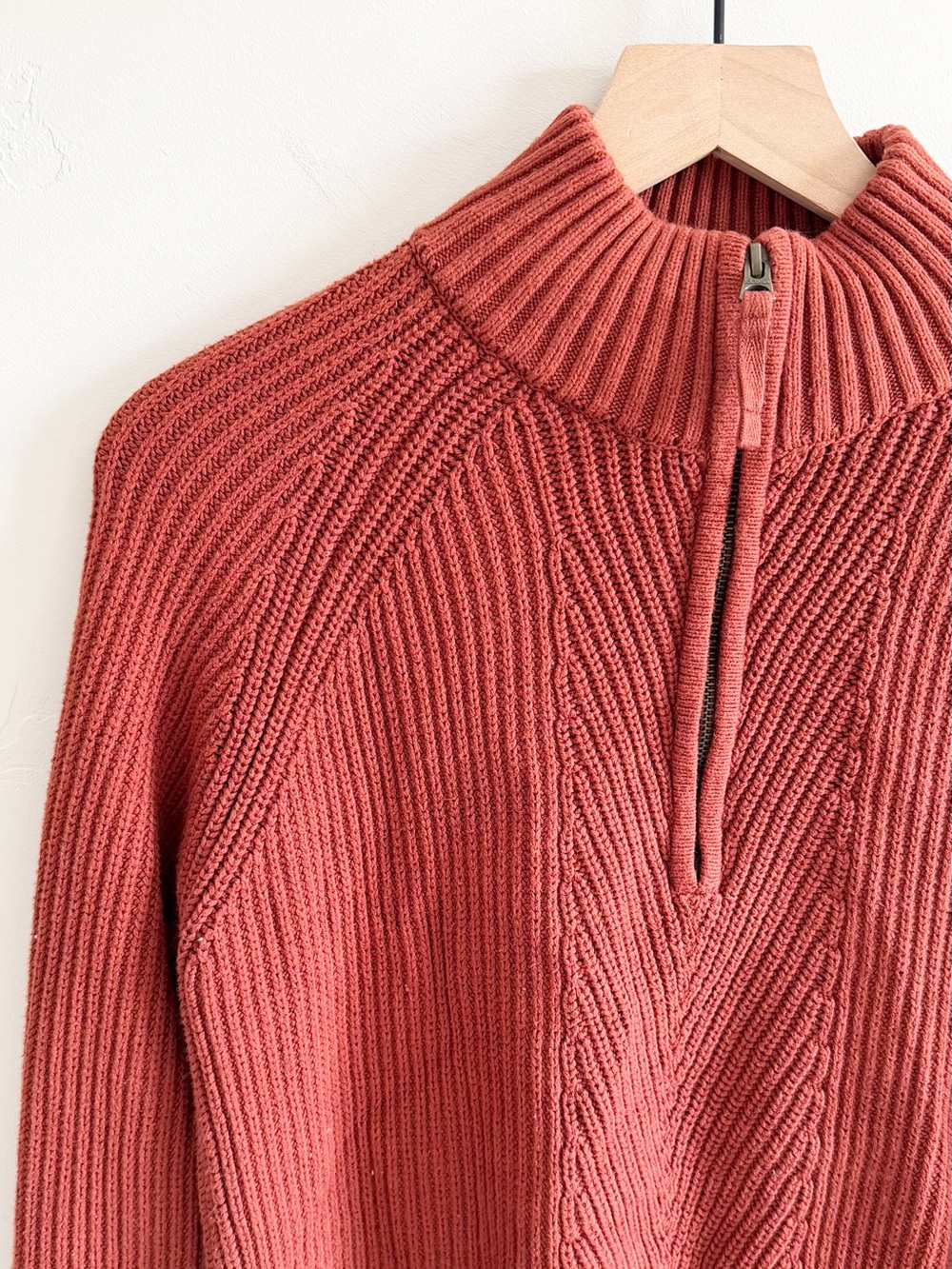 LL Bean Mariner Shaker 1/4 Zip Sweater in Red Chestnut - Picture 4 of 7